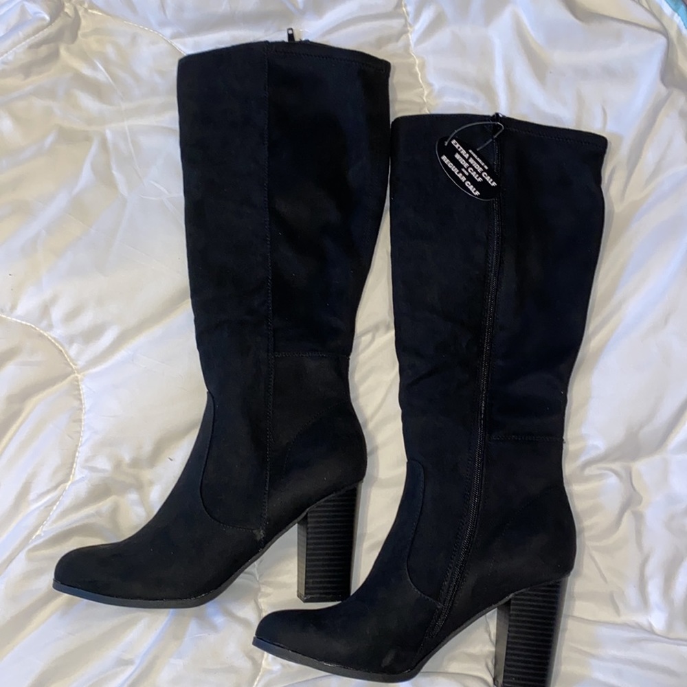 Style & Co Black Addyy Suede Dress Tall Heel Boots NEW - Picture 3 of 11